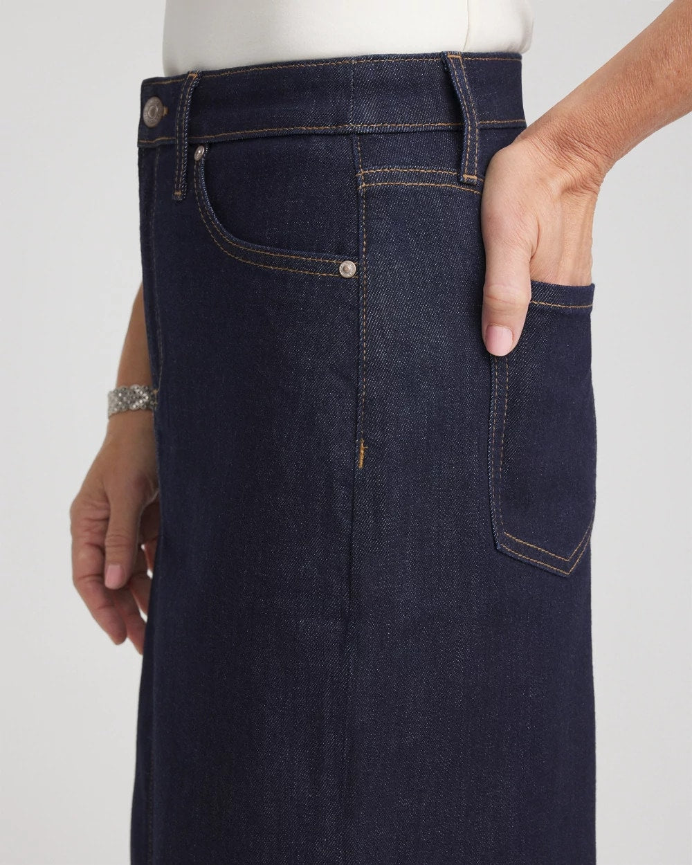 Chico's High-Rise Straight Stretch-Denim Skirt