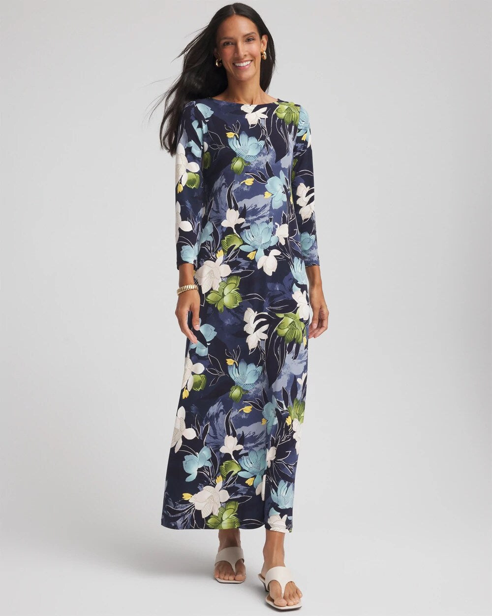 Chico's Petite Dance Boatneck Column Maxi Dress