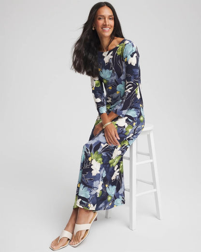 Chico's Petite Dance Boatneck Column Maxi Dress