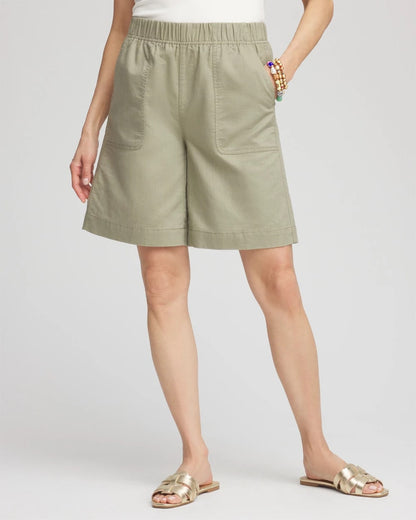 Chico's Cotton-Linen Pull-On Utility Shorts