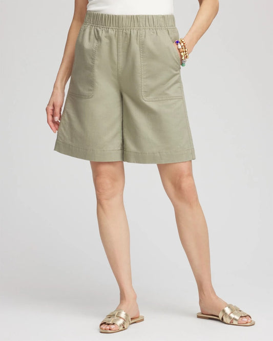 Chico's Cotton-Linen Pull-On Utility Shorts