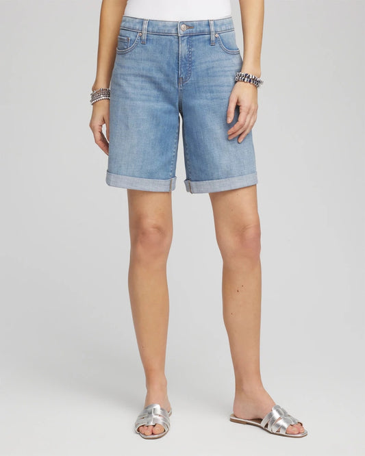 Chico's Girlfriend Cuffed Swing Denim Shorts