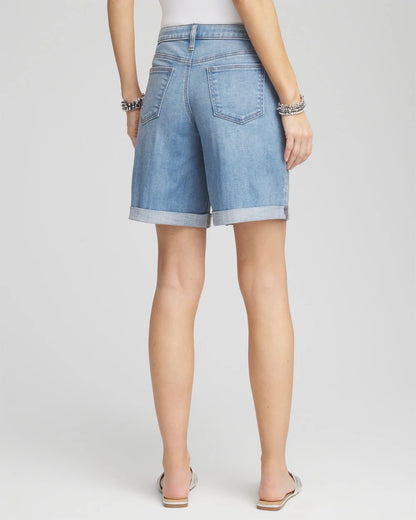 Chico's Girlfriend Cuffed Swing Denim Shorts