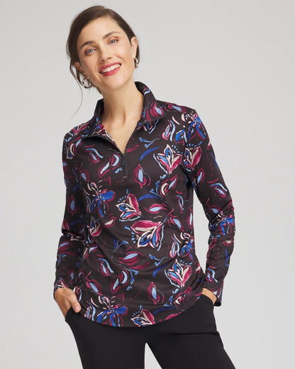 Chico's Zenergy® UPF Floral Half-Zip Pullover Top