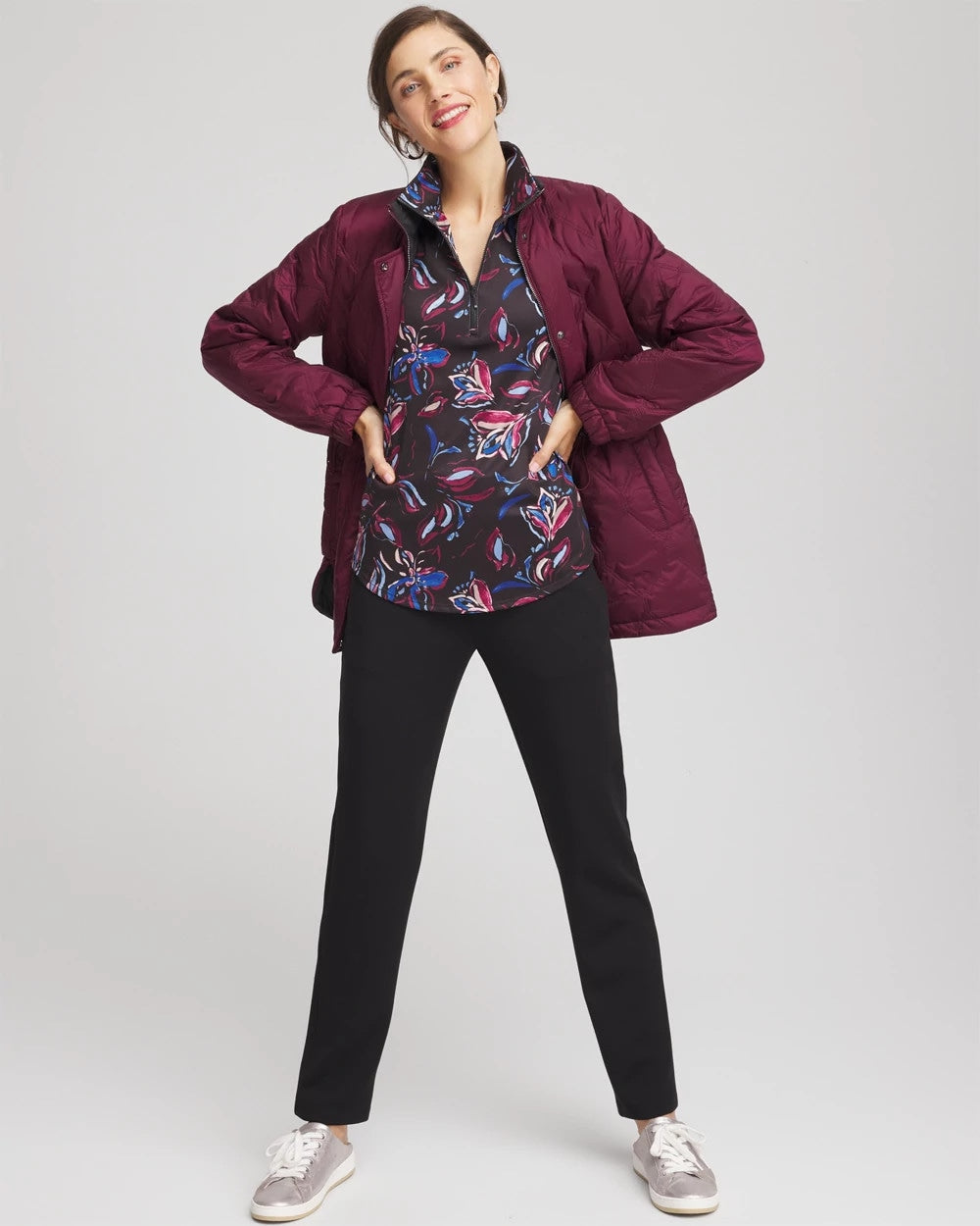 Chico's Zenergy® UPF Floral Half-Zip Pullover Top