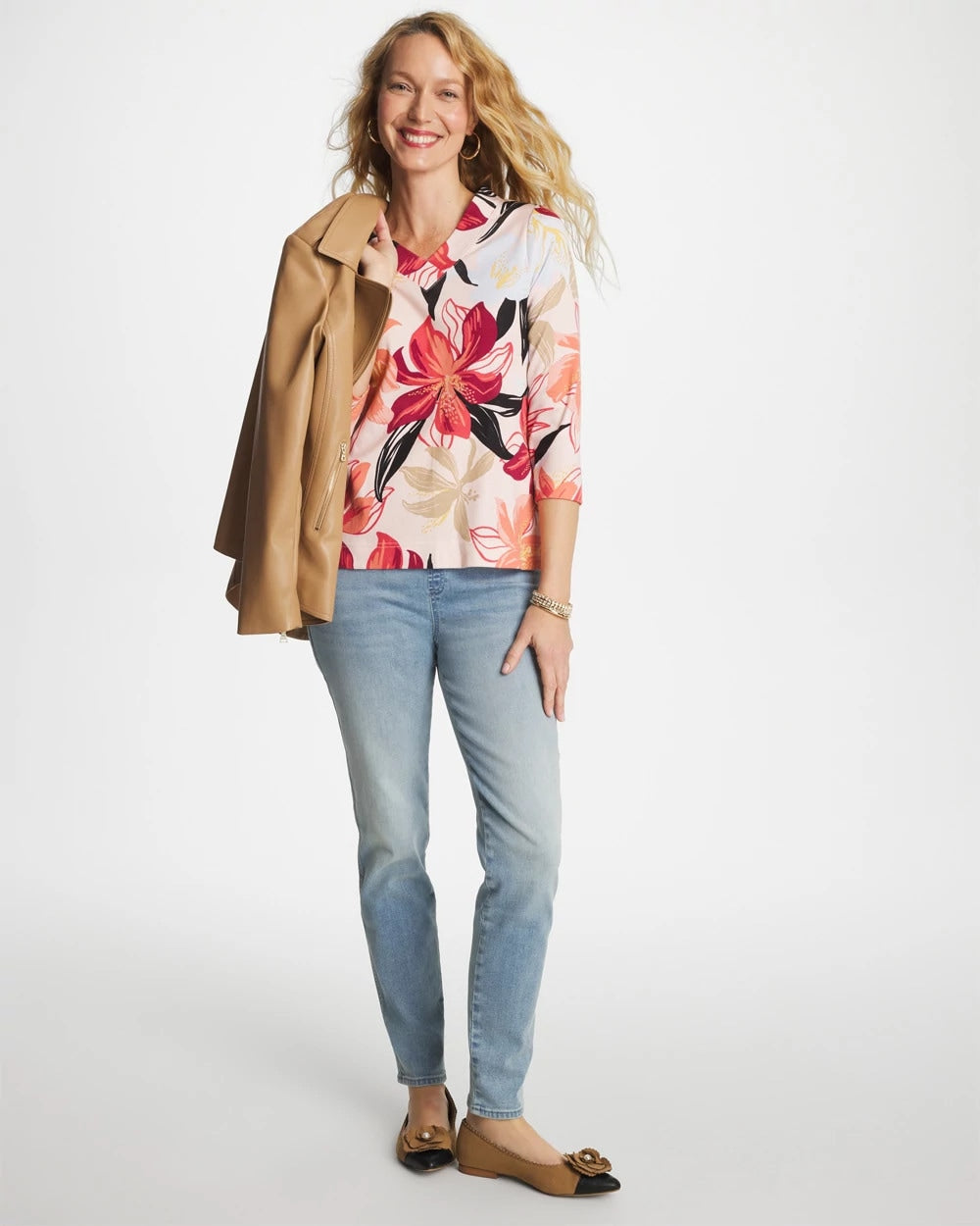 Chico's Pima Cotton 3/4 Sleeve Tee