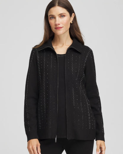 Chico's Zenergy® Luxe Diamante Zip Cardigan