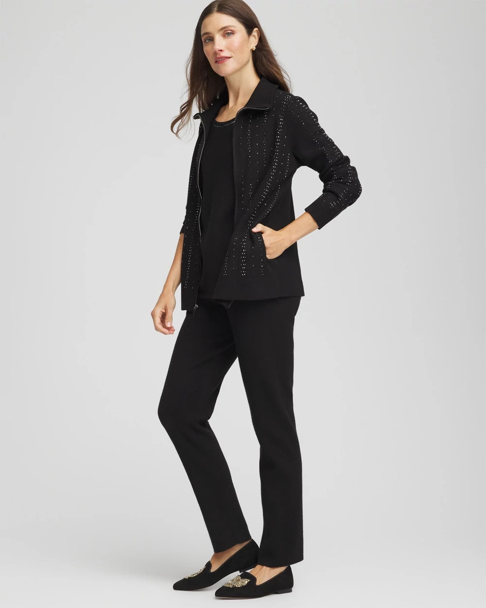 Chico's Zenergy® Luxe Diamante Zip Cardigan