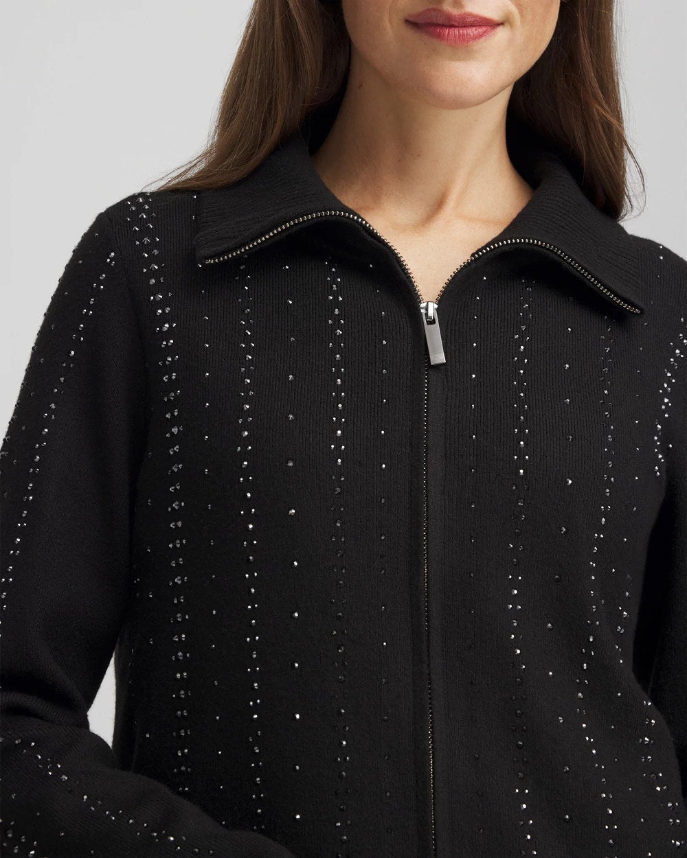 Chico's Zenergy® Luxe Diamante Zip Cardigan