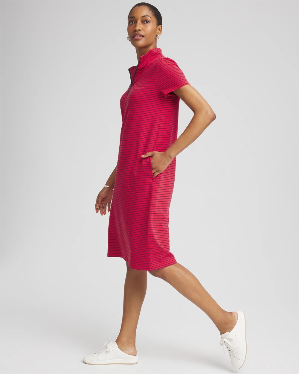Chico's Zenergy® UPF Knit Stripe Half-Zip Dress