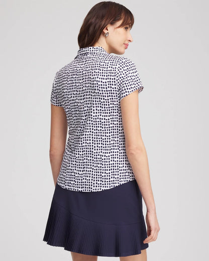 Chico's Zenergy® UPF Dots Mockneck Short-Sleeve Top