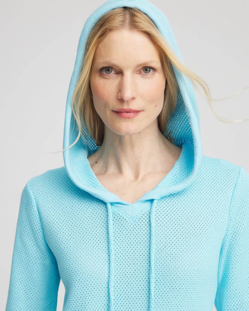 Chico's Zenergy® Crochet Knit Hooded Pullover Top