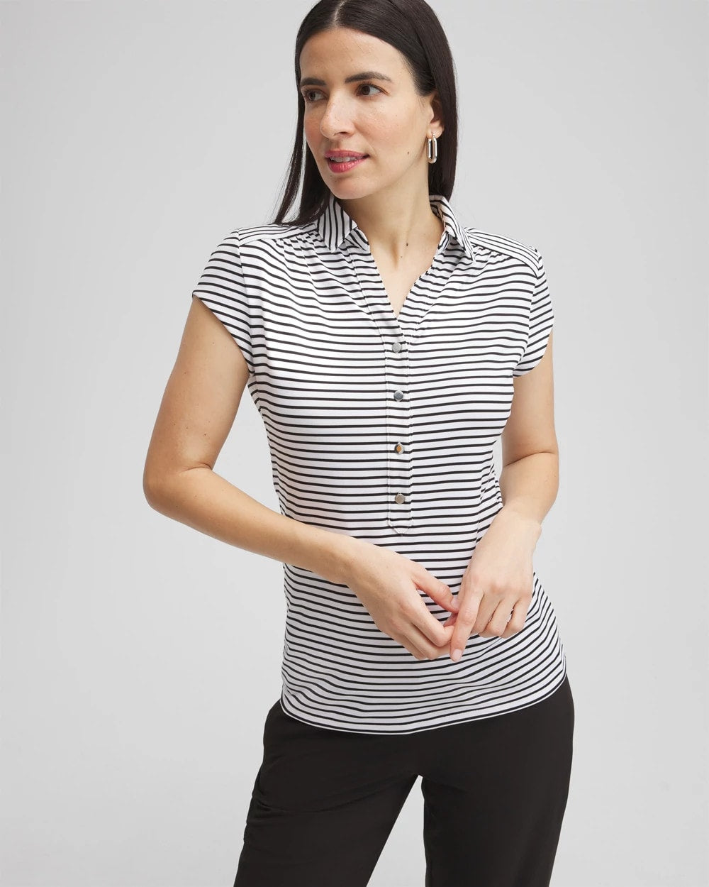 Chico's Zenergy® UPF Stripe Cap Sleeve Polo
