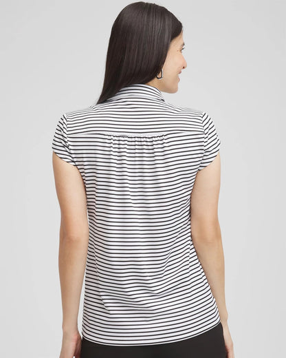 Chico's Zenergy® UPF Stripe Cap Sleeve Polo