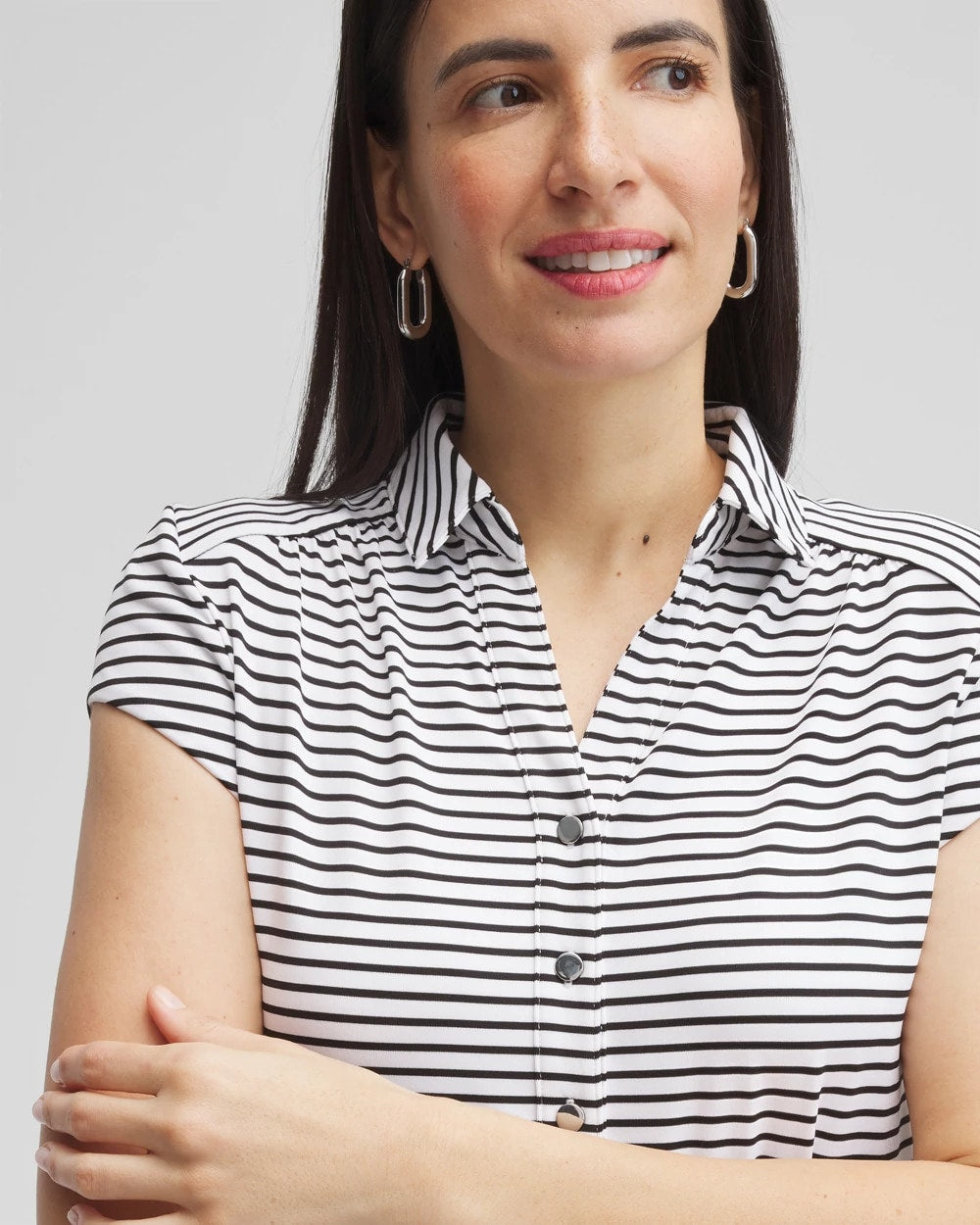Chico's Zenergy® UPF Stripe Cap Sleeve Polo