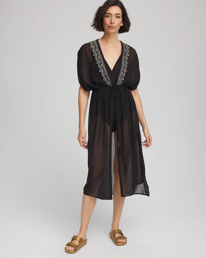 Chico's Miraclesuit® Beach Embroidered Long Kimono