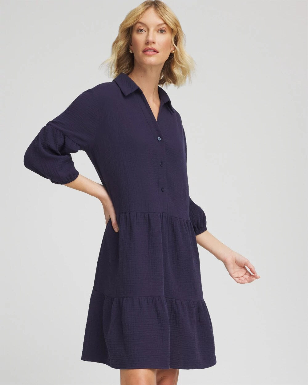 Chico's Woven Tiered Swim Cover-Up Dress