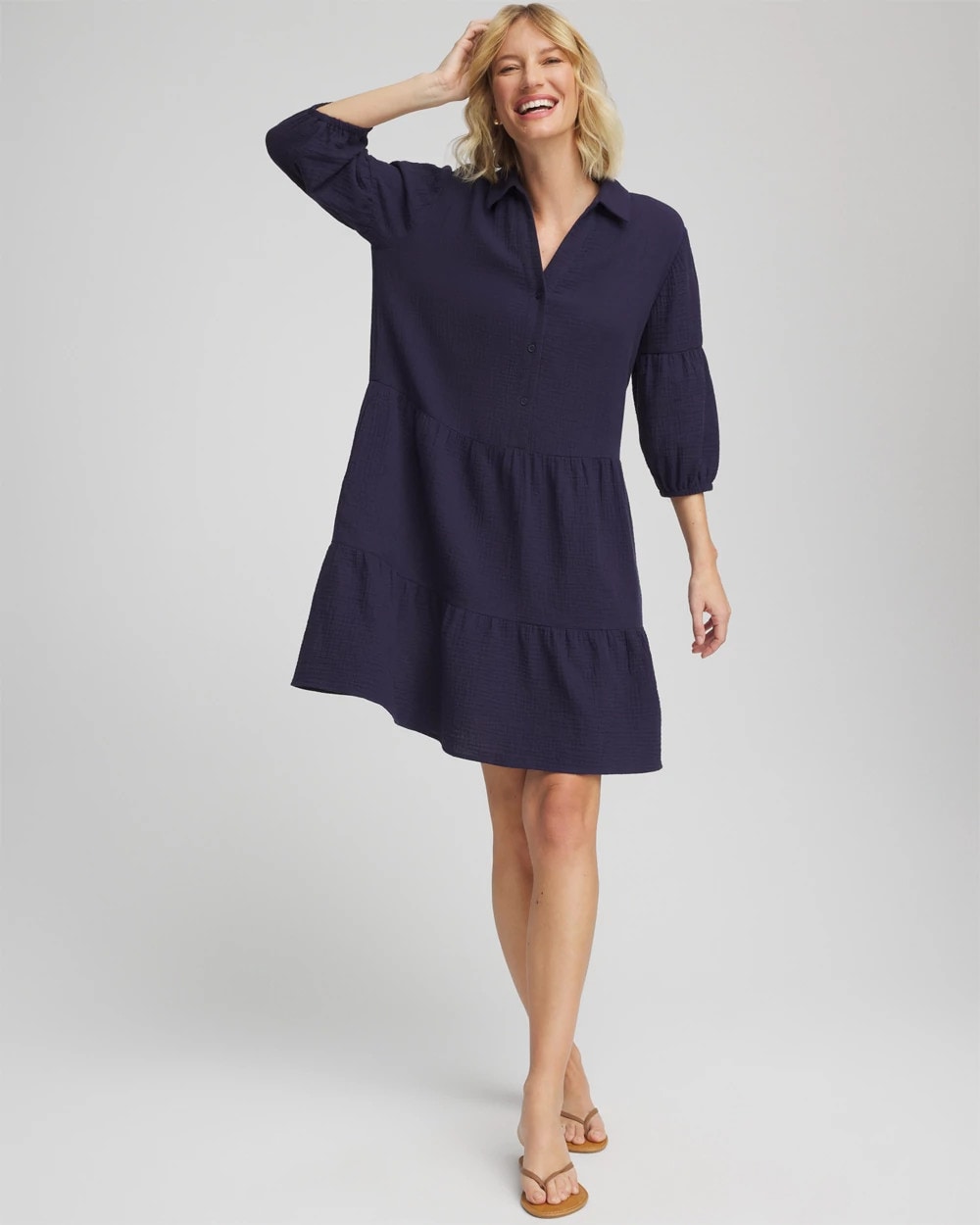 Chico's Woven Tiered Swim Cover-Up Dress