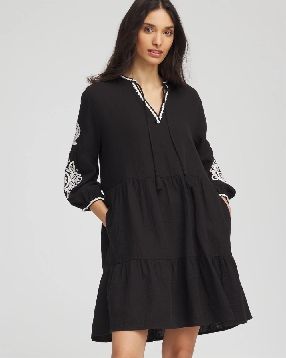 Chico's Woven Embroidered Swim Cover-Up