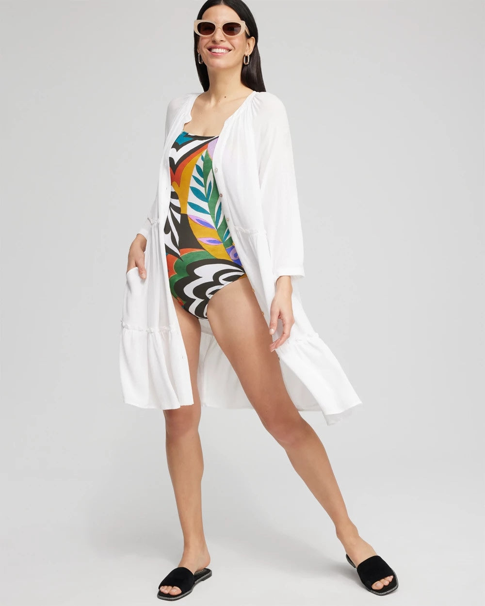 Chico's Button Front Swim Coverup