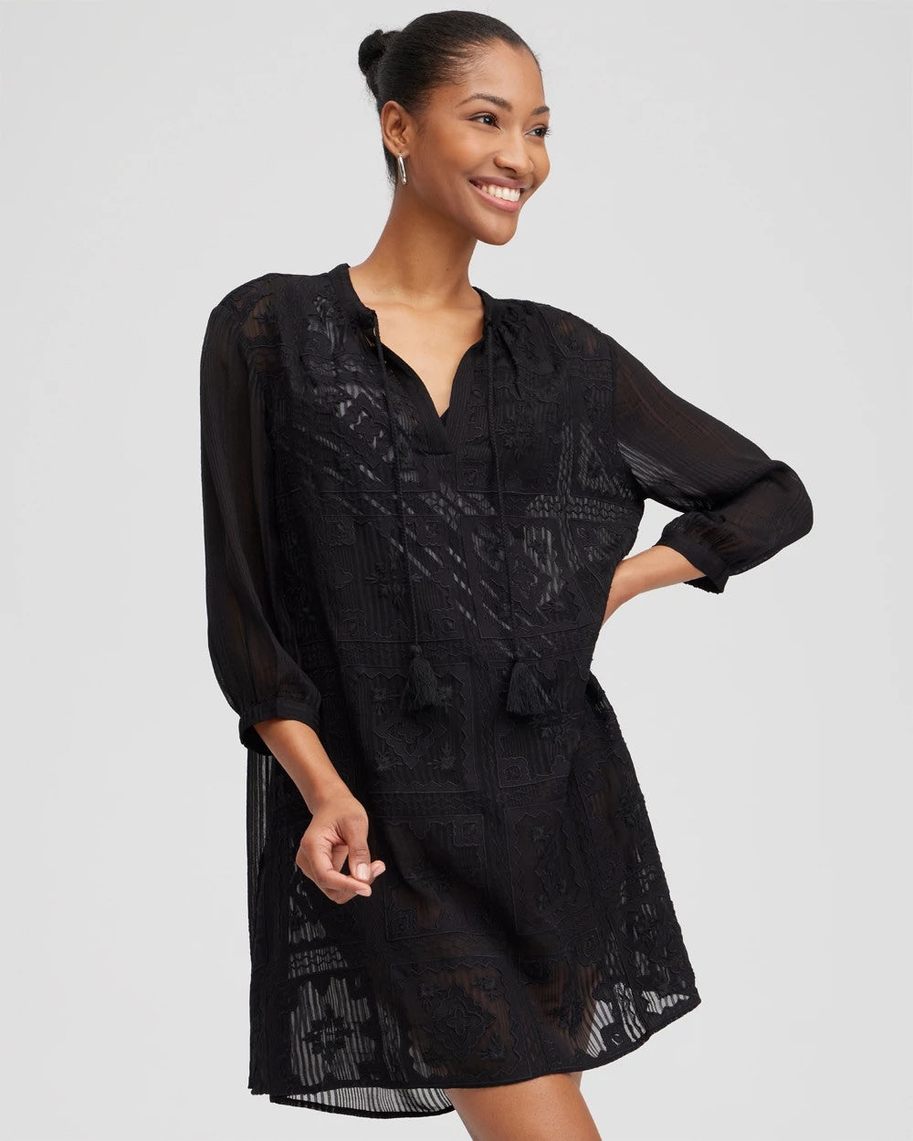 Chico's Embroidered Swim Dress Coverup