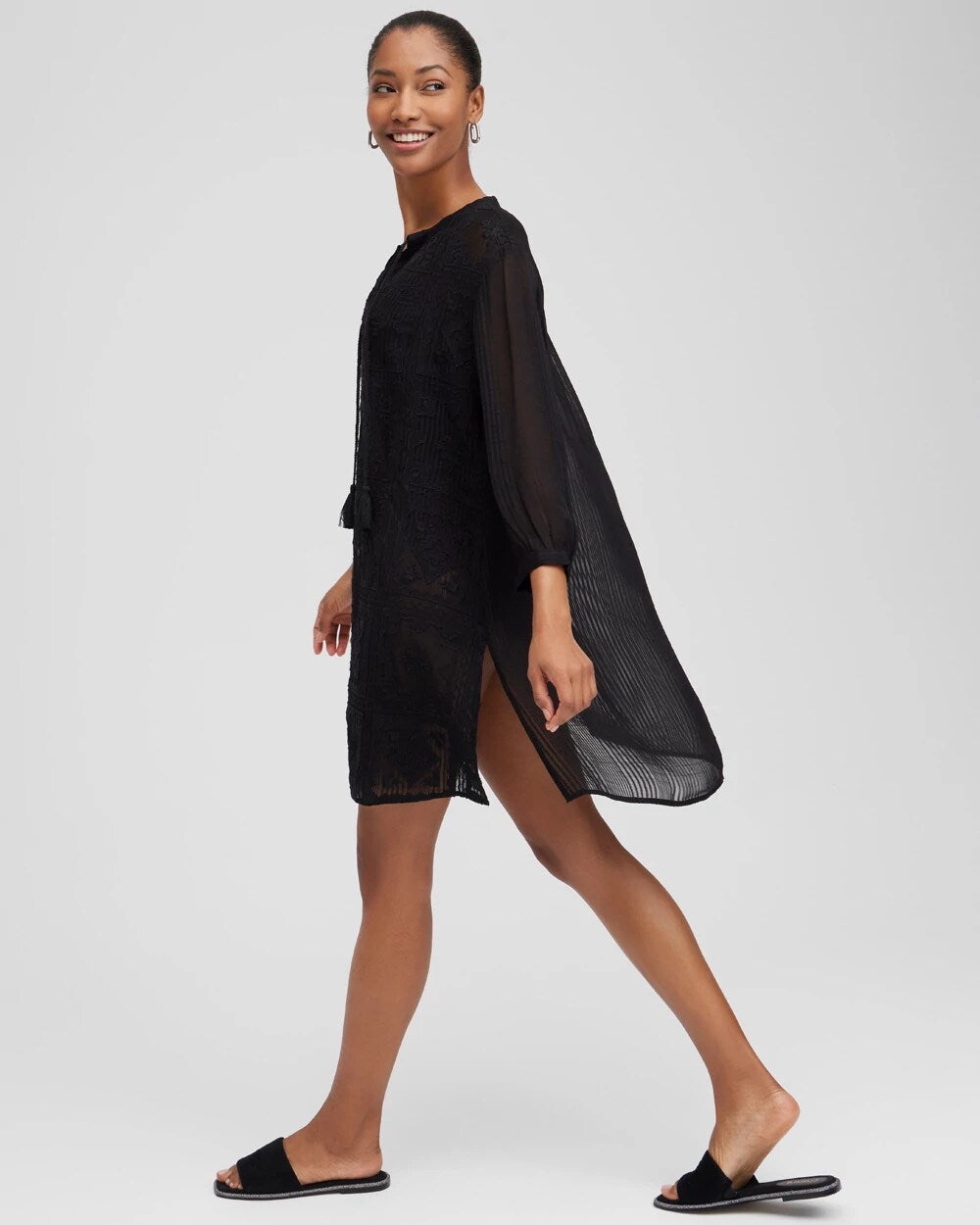Chico's Embroidered Swim Dress Coverup