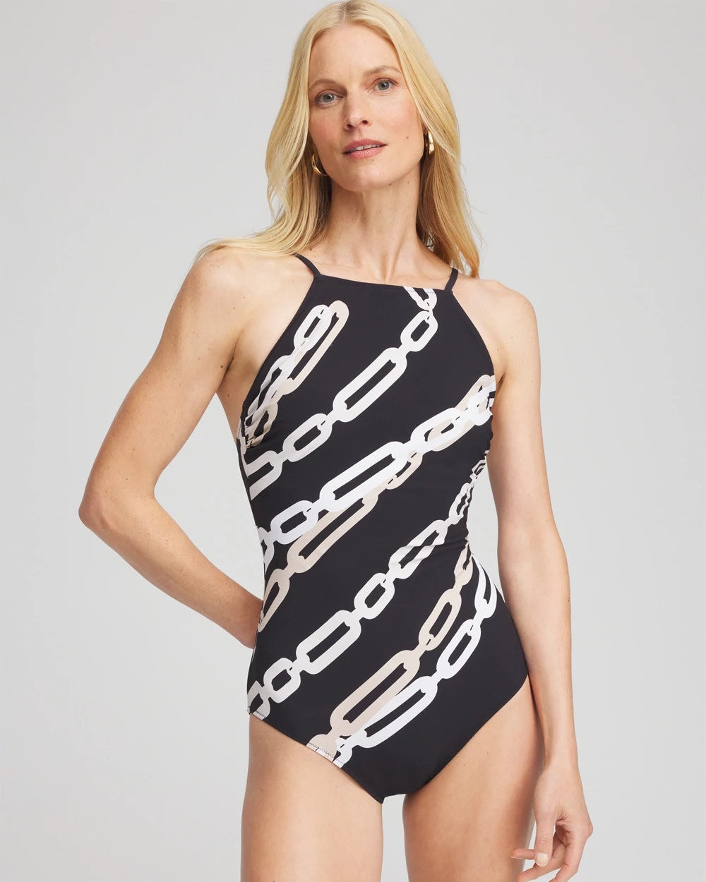 Chico's Gottex High Neck Halter Top Swimsuit
