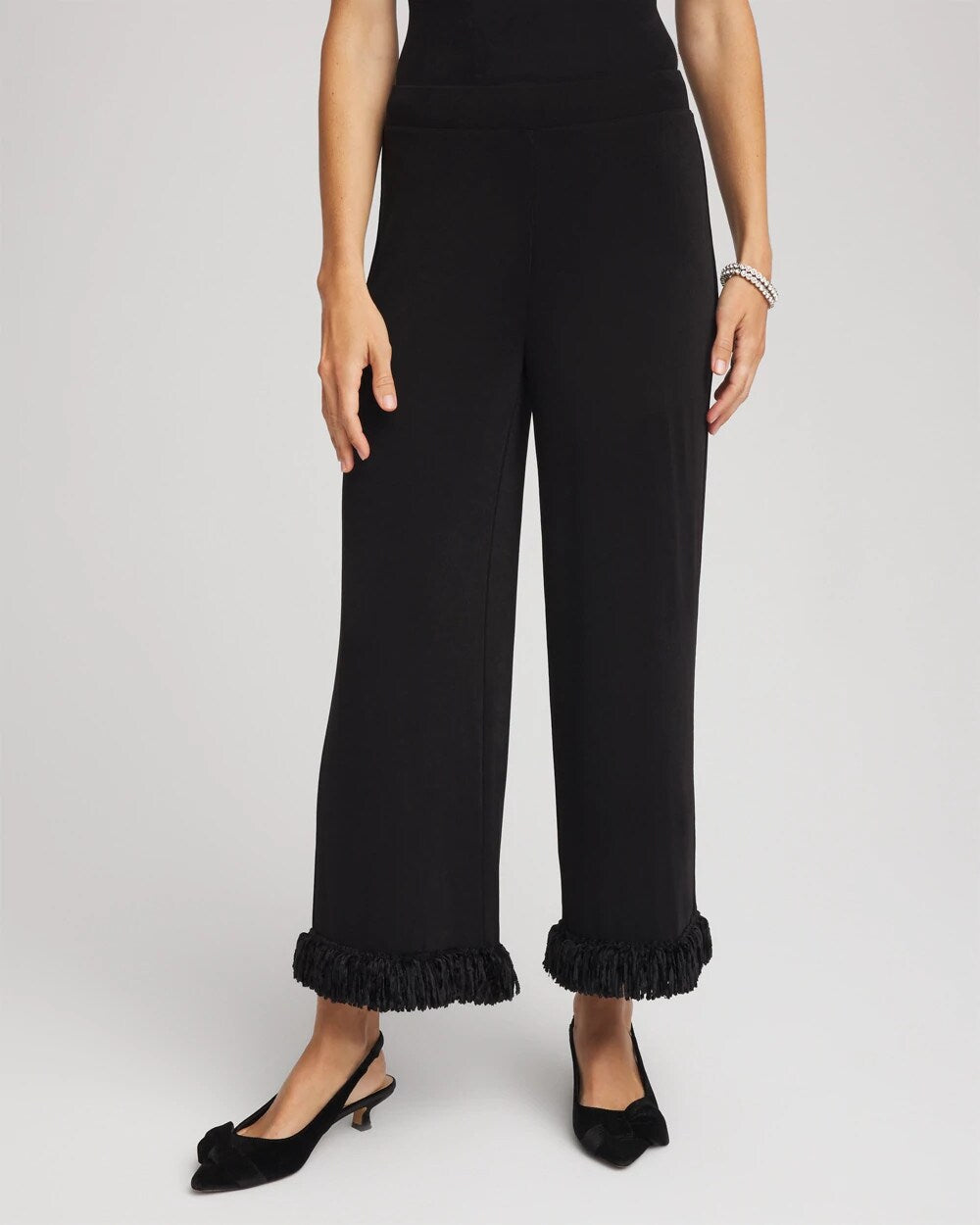 Chico's Travelers™ Collection Fringe Hem Cropped Pants