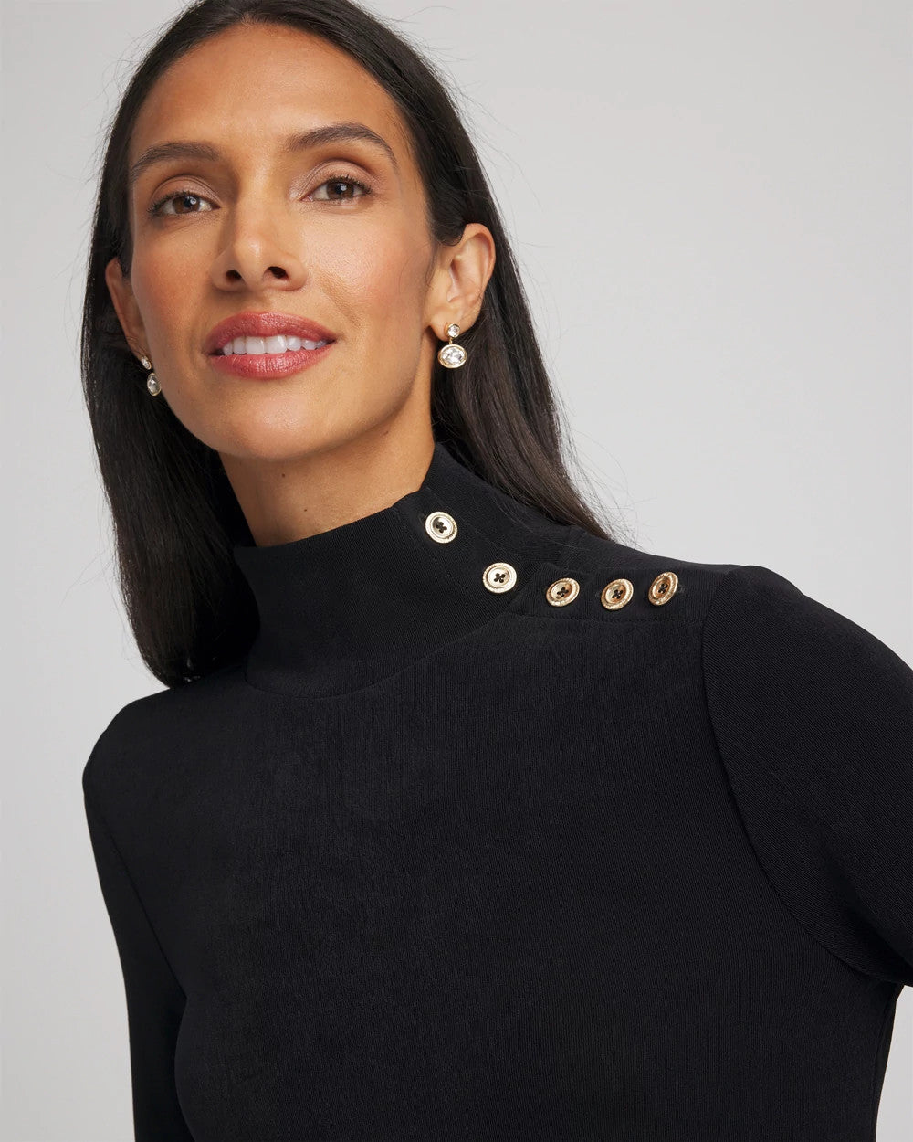 Chico's Travelers™ Button Mockneck Top
