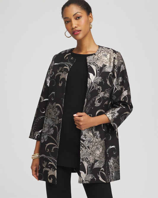 Chico's Travelers™ Collection Jacquard Floral Shine Jacket