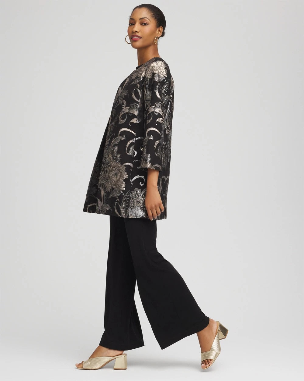 Chico's Travelers™ Collection Jacquard Floral Shine Jacket