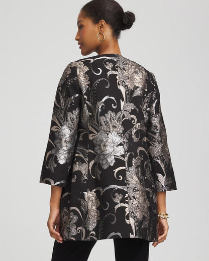Chico's Travelers™ Collection Jacquard Floral Shine Jacket