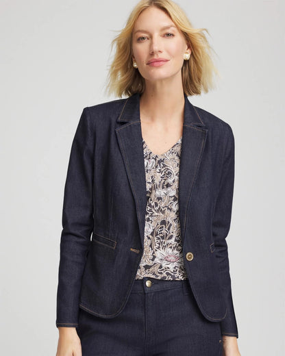 Chico's Denim Peplum Blazer