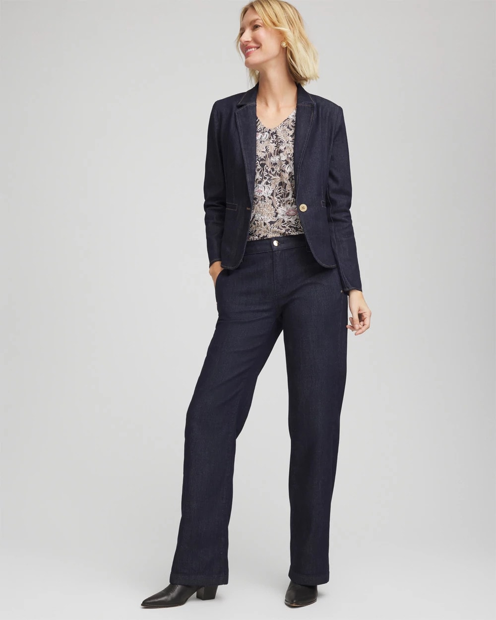 Chico's Denim Peplum Blazer