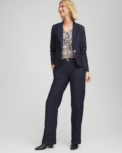 Chico's Denim Peplum Blazer