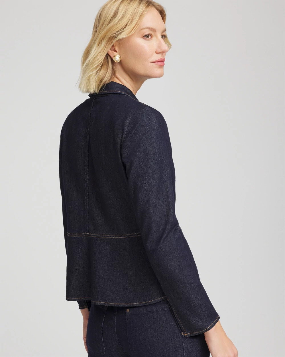Chico's Denim Peplum Blazer