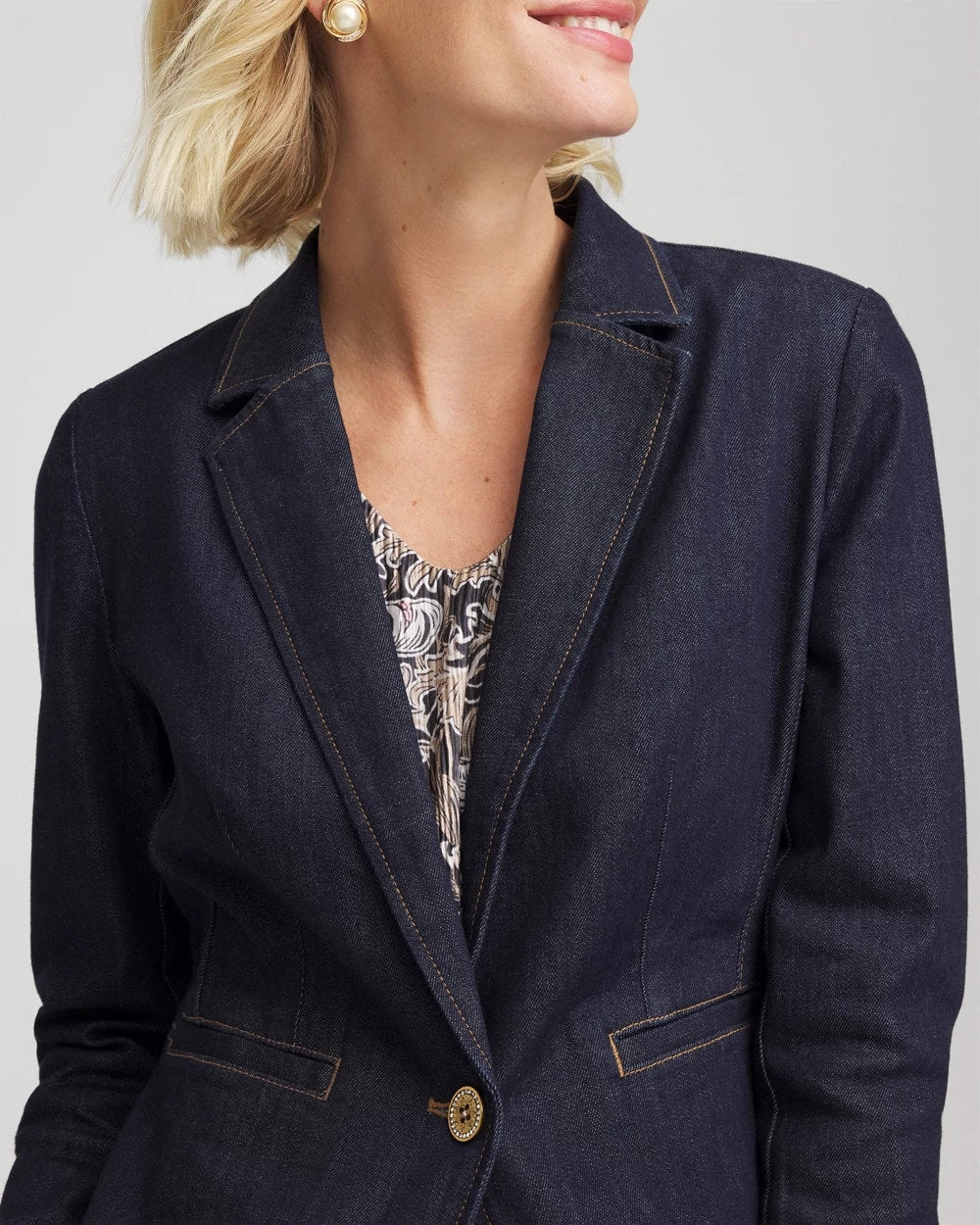 Chico's Denim Peplum Blazer