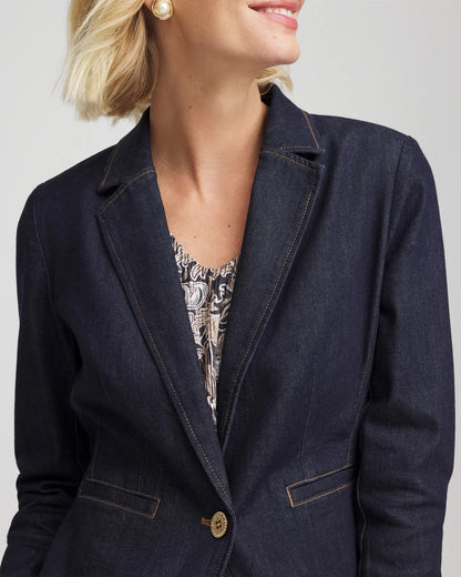 Chico's Denim Peplum Blazer