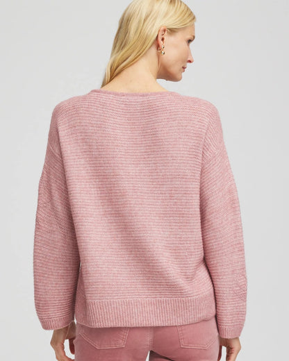 Chico's Tonal Embroidered Boatneck Pullover Sweater