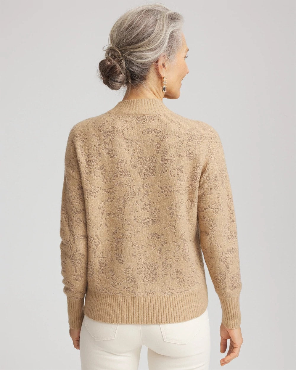 Chico's Jacquard Mockneck Pullover