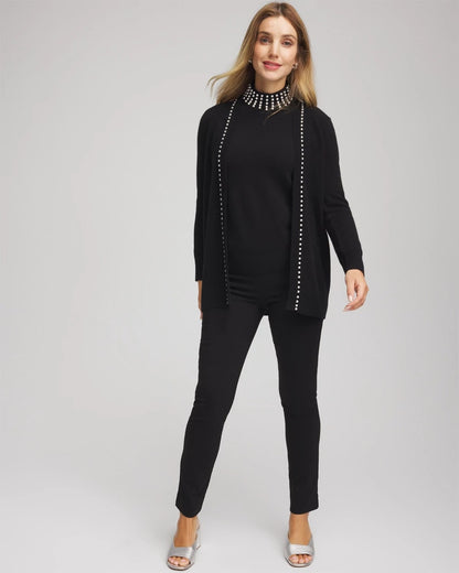 Chico's Cashmere Pearl-Trim Cardigan