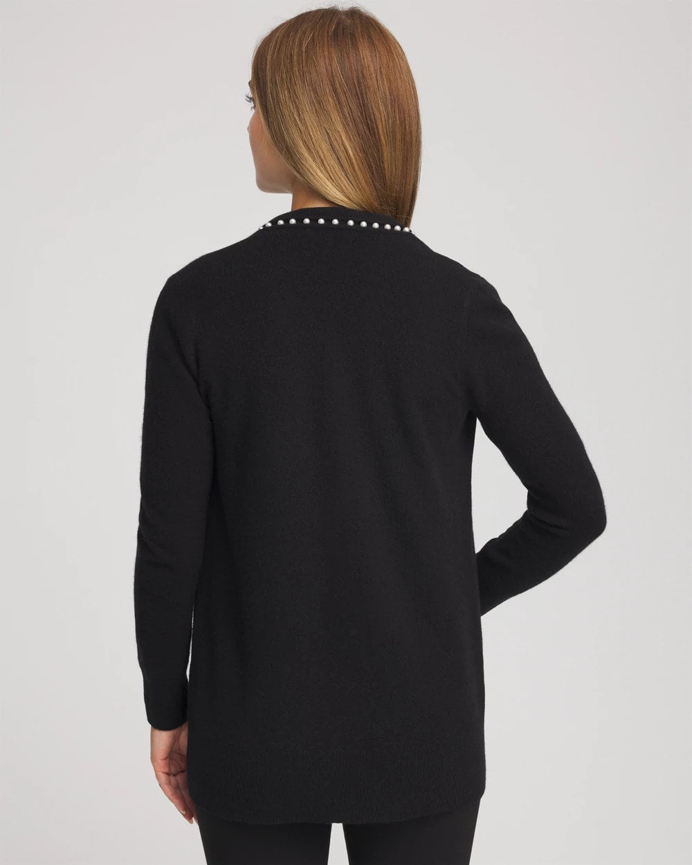 Chico's Cashmere Pearl-Trim Cardigan