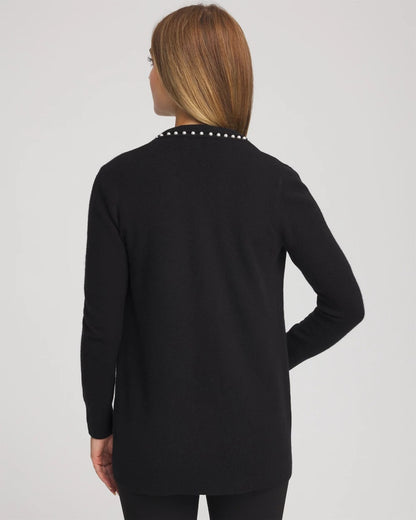Chico's Cashmere Pearl-Trim Cardigan