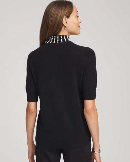 Chico's Cashmere Pearl Mockneck Sweater