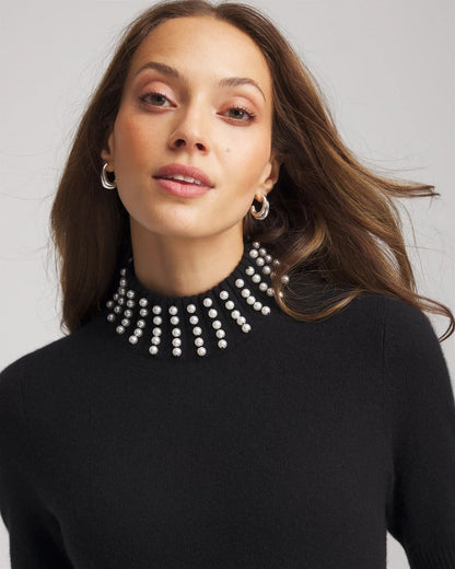 Chico's Cashmere Pearl Mockneck Sweater