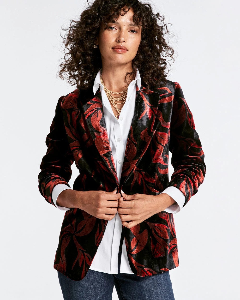 Chico's Velvet Printed Blazer