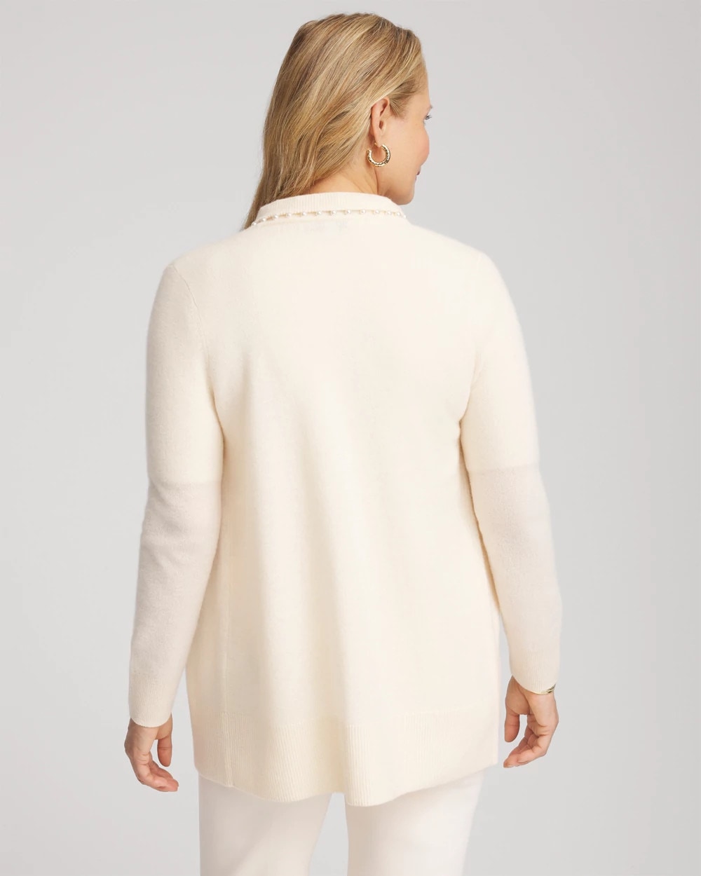 Chico's Cashmere Pearl-Trim Cardigan