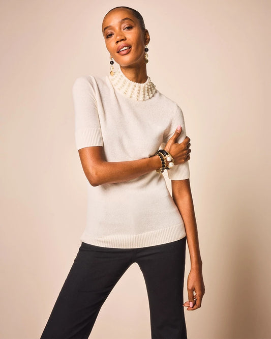 Chico's Cashmere Pearl Mockneck Sweater