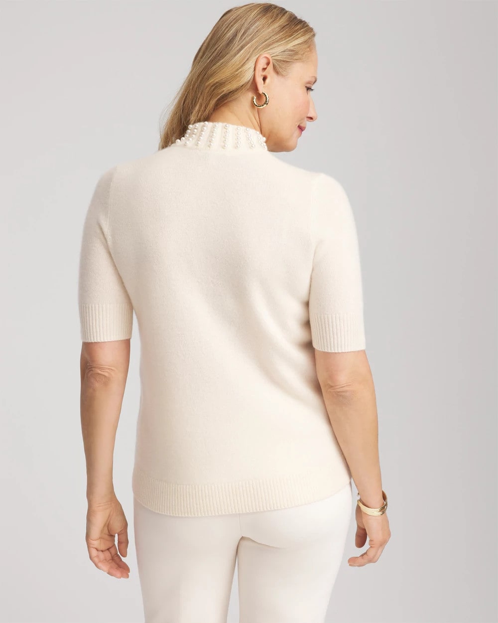 Chico's Cashmere Pearl Mockneck Sweater