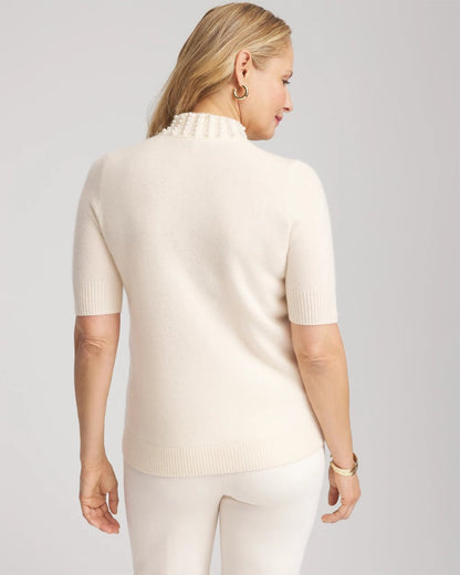 Chico's Cashmere Pearl Mockneck Sweater
